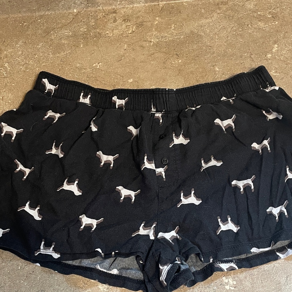 PINK Victoria's Secret Size Small Black Lounge Shorts with White Dog Print
